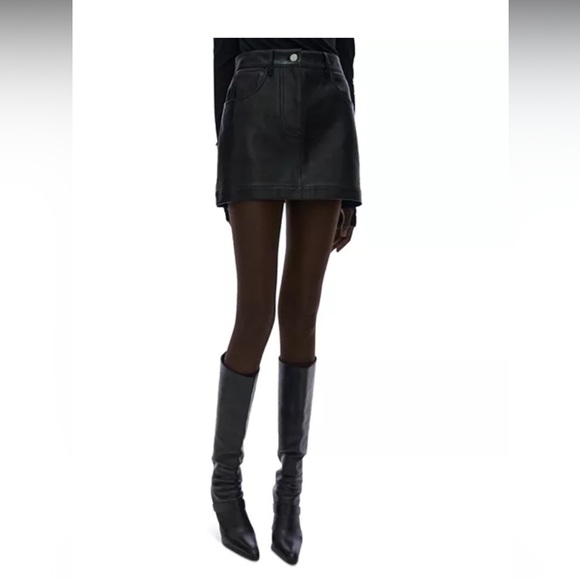 Helmut Lang Black Leather 5-Pocket Mini Skirt - Picture 2 of 14